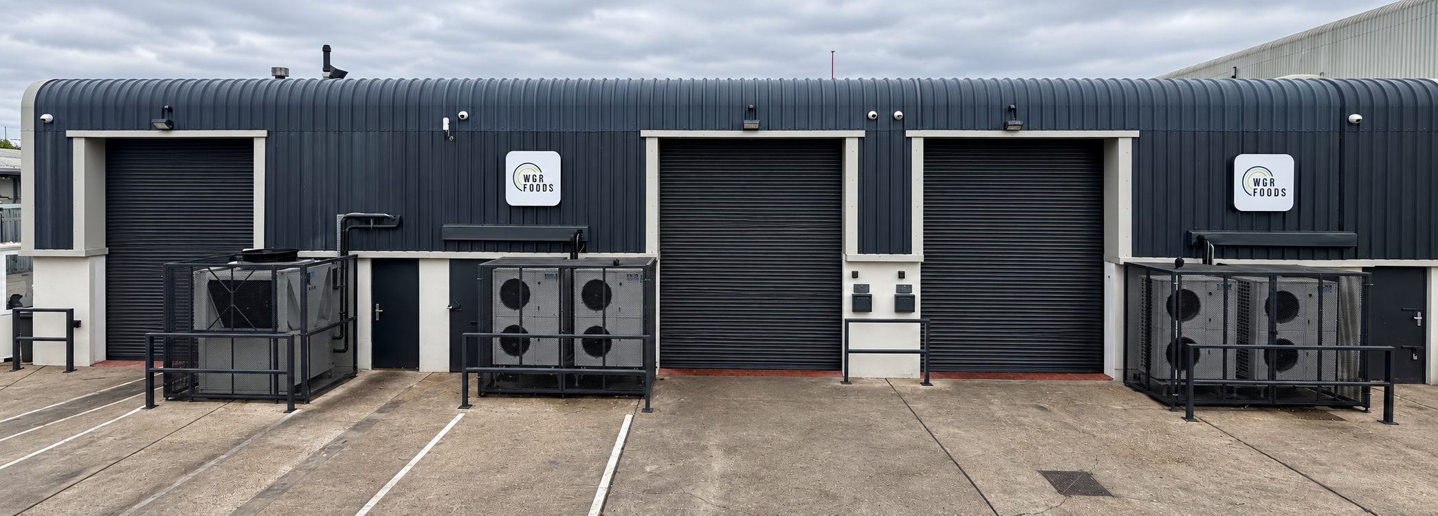 WGR Foods premises with branded signage and three loading doors